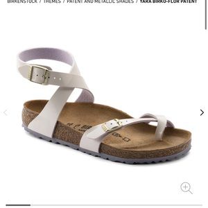 Birkenstock Yara Birko-Flor Patent Two Tone Cream Pink Sandal